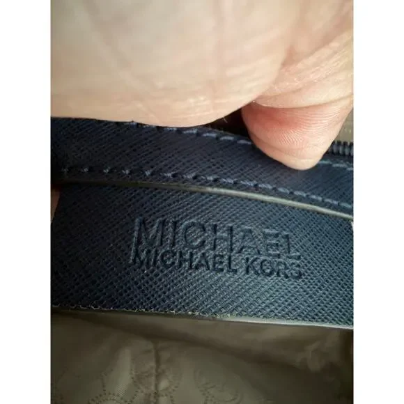 Michael Kors Navy Saffiano Leather Satchel Crossbody Gold Hardware - Picture 9 of 9